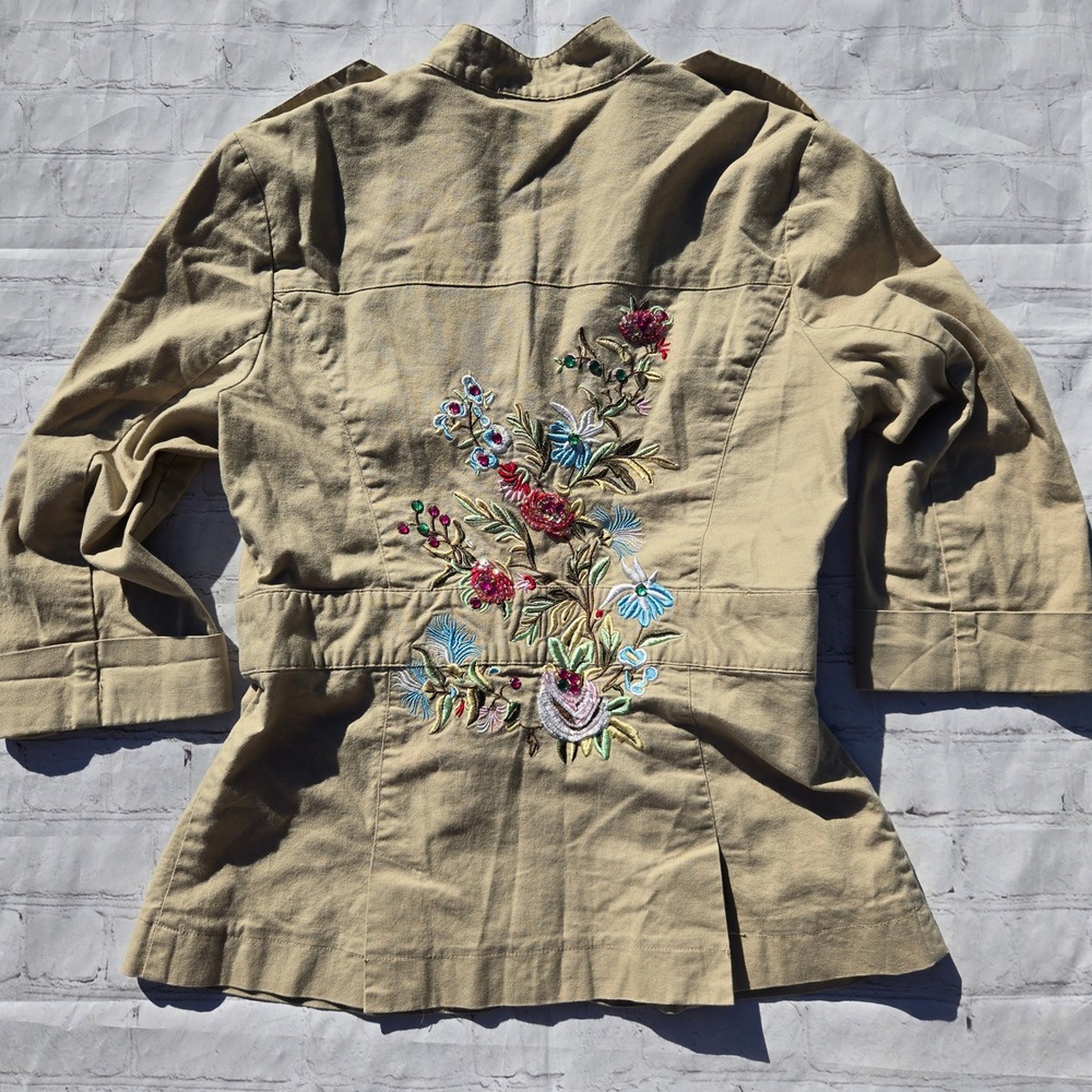 Y2k high neck Utility blazer boxy Jacket Floral embellished Medium fairy